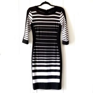 Frank Lyman Black and White Striped Dress Size 4